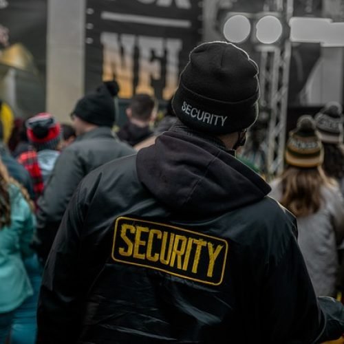 Security guard on duty in Los Angeles California